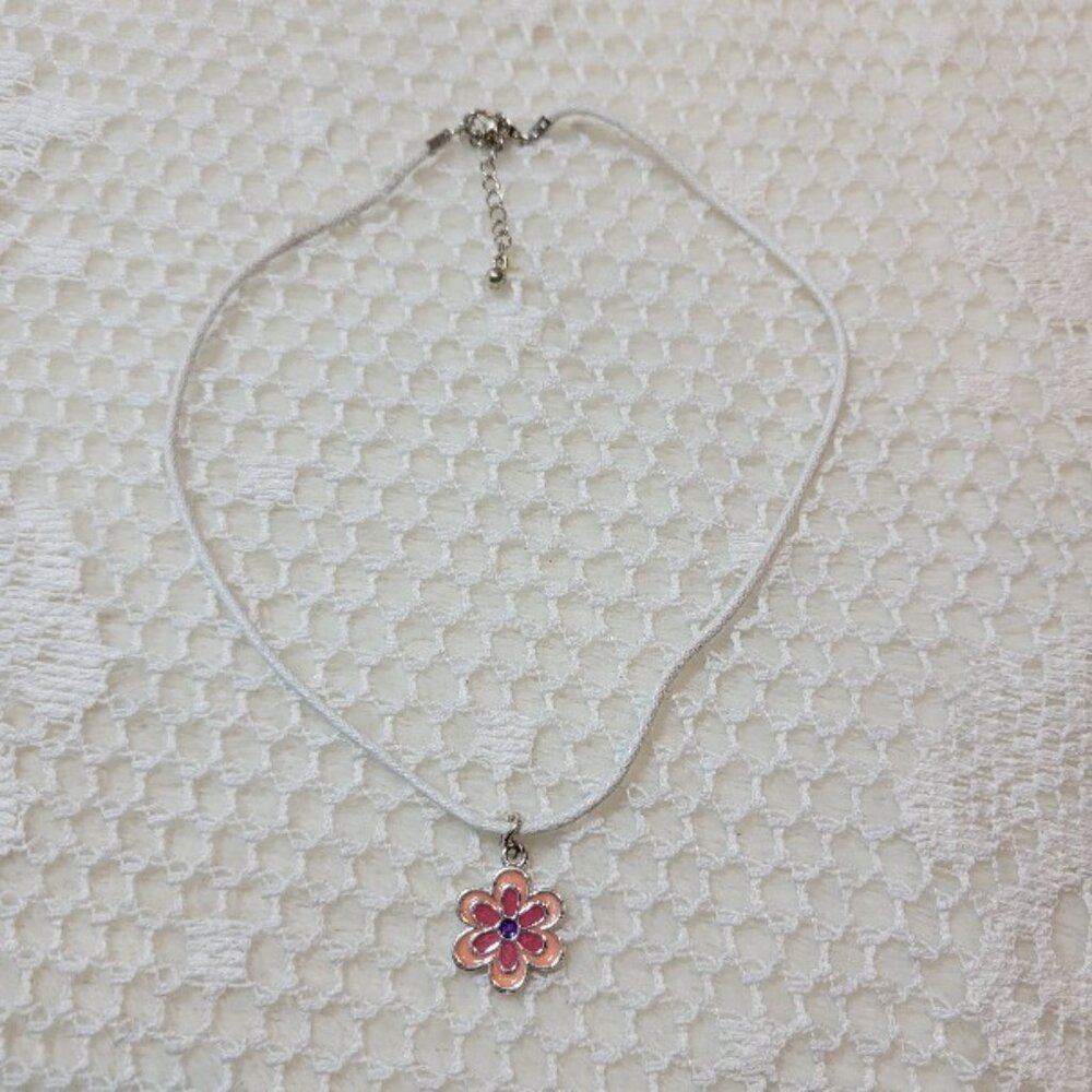 y2k 2000s Groovy Baby Romantic Flower Power  Pink Enamel Choker Necklace